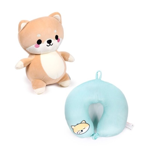 Poduszka podróżna i pluszowa zabawka Swapseazzz 2 w 1 - Pies Shiba lnu