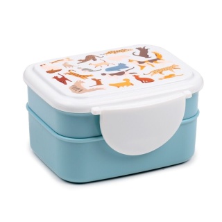 Pudełko na lunch Bento Clip Lock ze sztućcami Feline Fine Cats - Koty