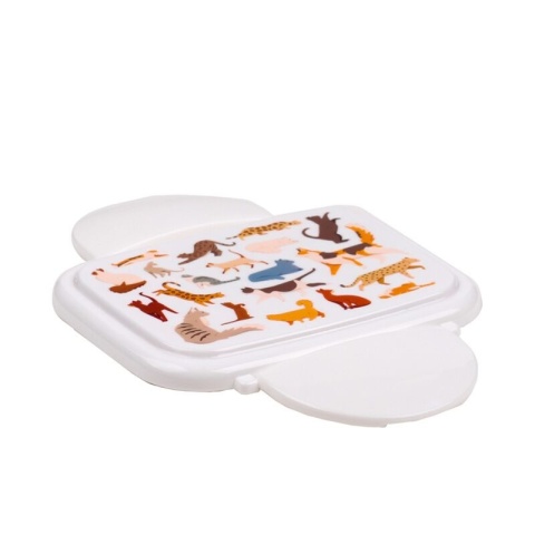 Pudełko na lunch Bento Clip Lock ze sztućcami Feline Fine Cats - Koty