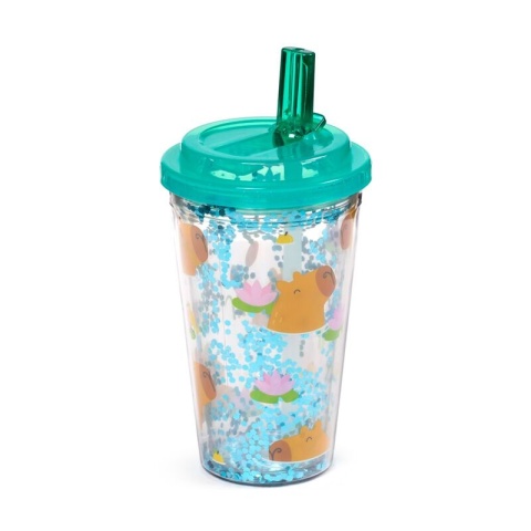 Kapibara Kubek z podwójnymi ściankami ze słomką i pokrywką 500ml