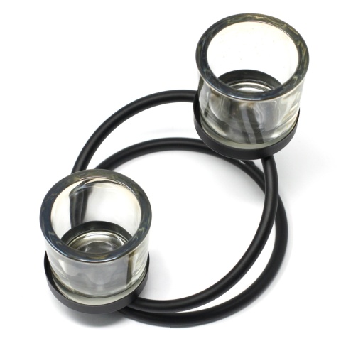 Podwójny Świecznik Żelazo & Szkło