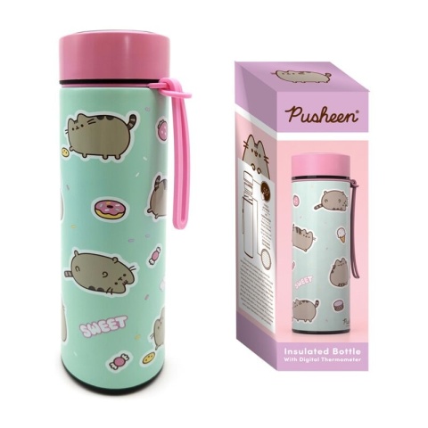 Butelka termiczna ze stali nierdzewnej z termometrem Pusheen - 450ml