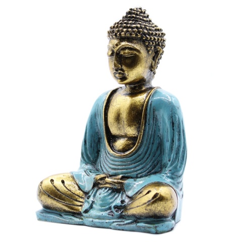 Statuetka Buddy - Niebieskozielony i Złoty 15 cm