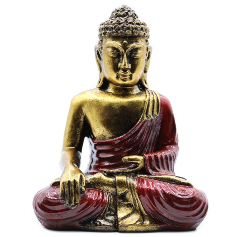 Duża Statuetka Buddy - Czerwony i Złoty 22 cm