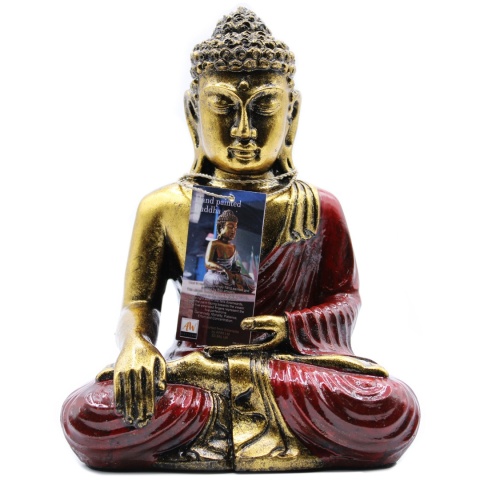 Duża Statuetka Buddy - Czerwony i Złoty 22 cm