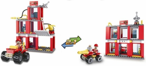 Klocki konstrukcyjne Cogo 2w1 Straż pożarna - Remiza