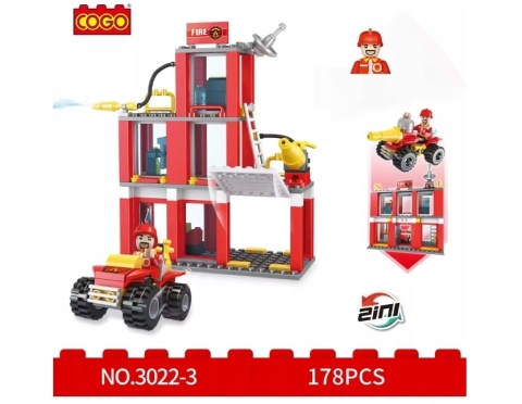 Klocki konstrukcyjne Cogo 2w1 Straż pożarna - Remiza