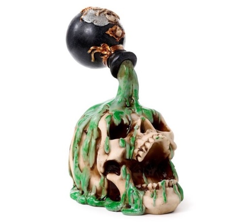 Krzycząca czaszka z zieloną miksturą - skull 19,5cm