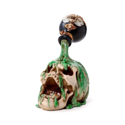 Krzycząca czaszka z zieloną miksturą - skull 19,5cm