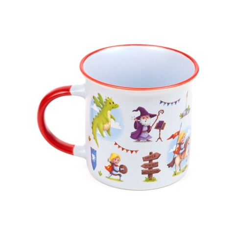 Kubek porcelanowy z drobnymi oprawkami - Rycerze i Smoki 300ml