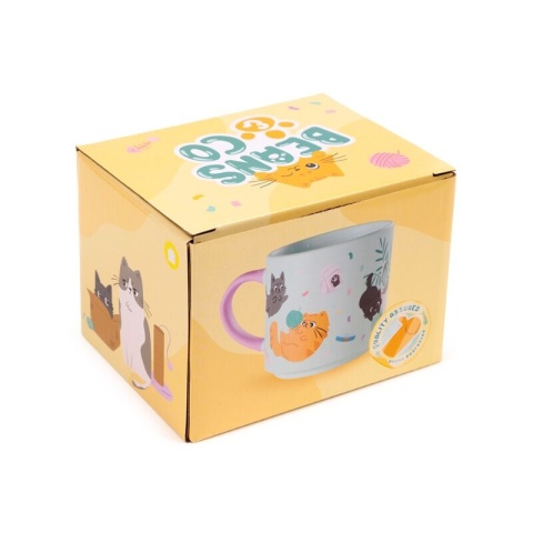 Duży kubek porcelanowy - Koty - Beans & Co 500ml