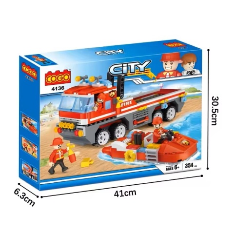 Klocki konstrukcyjne Cogo Straż pożarna - samochód i łódź strażaków