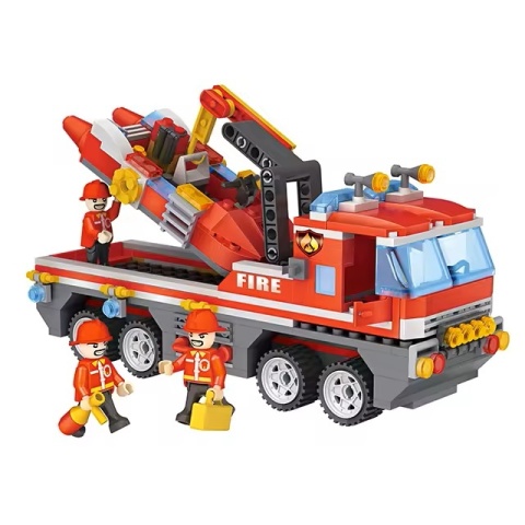 Klocki konstrukcyjne Cogo Straż pożarna - samochód i łódź strażaków