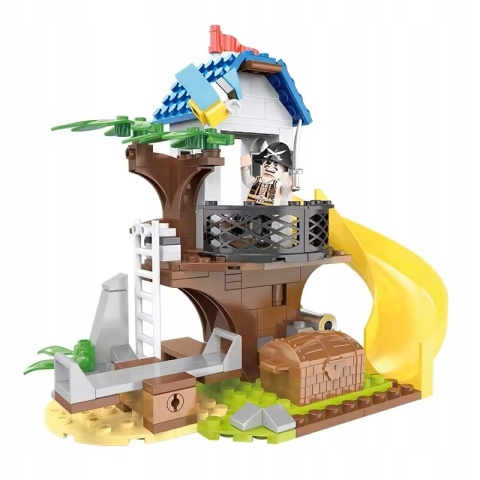 Klocki konstrukcyjne Cogo 3w1 Statek Pirackii wyspa skarbów