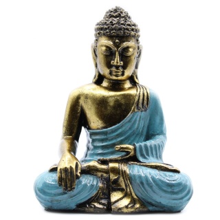 Duża Statuetka Buddy - Niebieskozielony i Złoty 22 cm