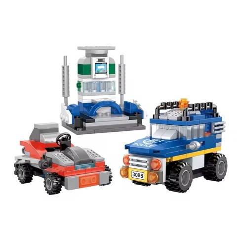 Klocki konstrukcyjne Cogo 3w1 Policja ciężarówka z przyczepą helikopter