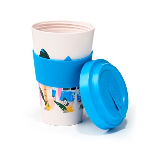 Kubek plastikowy wielorazowy 400ml - VW Volkswagen Camper Bus - Waves