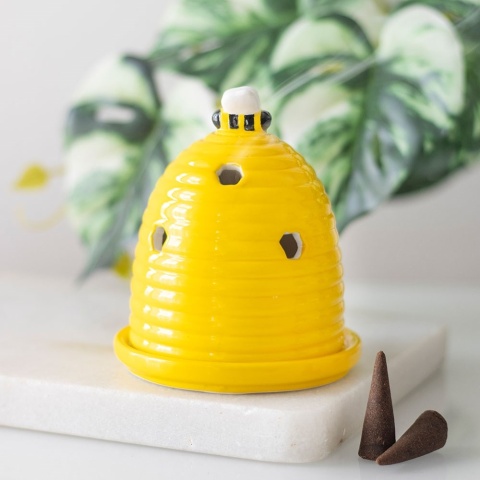 Yellow Beehive Incense Cone Holder - żółta ceramiczna kadzielnica UL