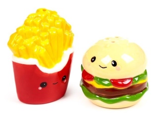 Ceramiczna pieprzniczka i solniczka - Hammy the Burger & Fries - przyprawniki