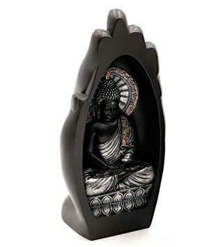 Figurka - Budda srebrno-czarny 20cm