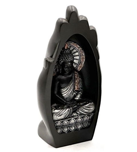 Figurka - Budda srebrno-czarny 20cm