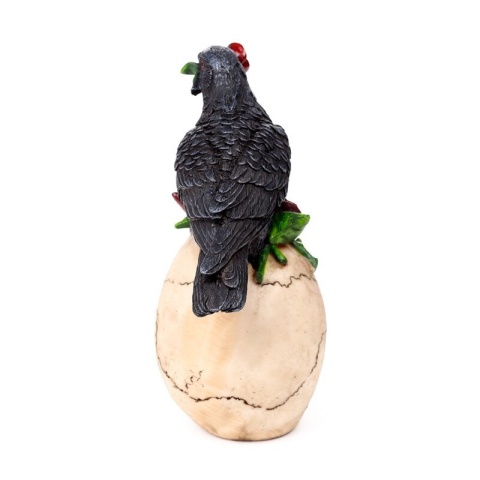 Czaszka z krukiem i czerwonymi różami - skull 16,5cm