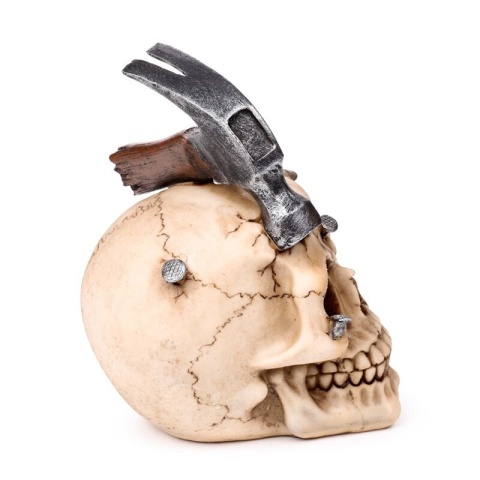 Czaszka z młotkiem i gwoździami - skull 18cm