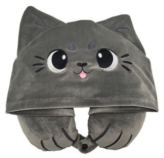 Poduszka podróżna z kapturem - Kot - Hoodeazzz Beans & Co