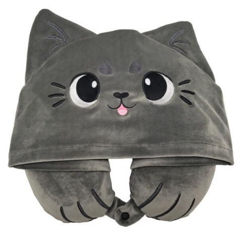 Poduszka podróżna z kapturem - Kot - Hoodeazzz Beans & Co