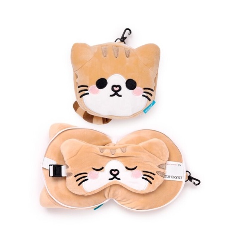 Relaxeazzz Scottish Fold Cat poduszka podróżna i maseczka na oczy maskotka
