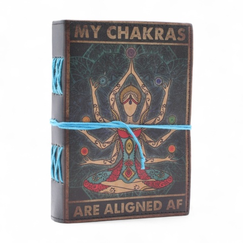 Skórzany Notatnik z Nadrukiem - My Chakras are Aligned AF