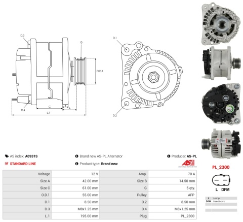 A0931S Nowy alternator AUDI A3 SKODA Fabia VW Bora Golf IV 1.6 1.8