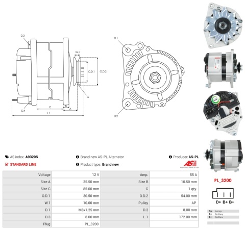 A9320S Nowy alternator 55 amper do Ford Morris Rover i maszyny rolnicze
