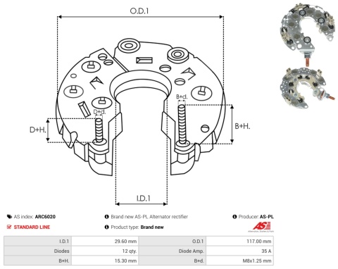 ARC6020 Nowy prostownik alternatora DENSO do Ford Volvo TDCi