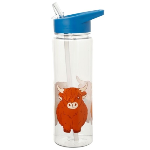 Butelka na wodę ze słomką 550ml Szkocka Krowa Wyżynna