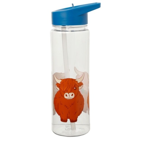 Butelka na wodę ze słomką 550ml Szkocka Krowa Wyżynna