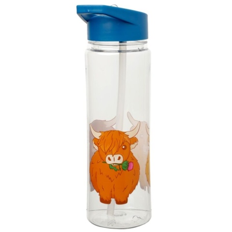 Butelka na wodę ze słomką 550ml Szkocka Krowa Wyżynna