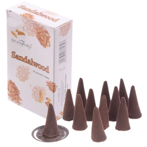 Kadzidełka Stożkowe Drzewo Sandałowe 15 szt. - Stamford Premium Sandalwood