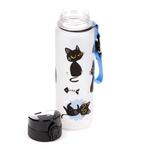 Lucky the Black Cat Pop Top 600ml Shatterproof Bottle - butelka