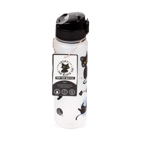 Lucky the Black Cat Pop Top 600ml Shatterproof Bottle - butelka