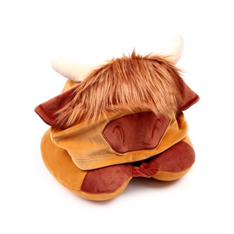 Poduszka podróżna z kapturem - Krowa Szkocka - Hoodeazzz Highland Coo