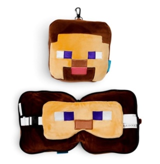 Poduszka podrózna z maską na oczy - maskotka Minecraft Steve