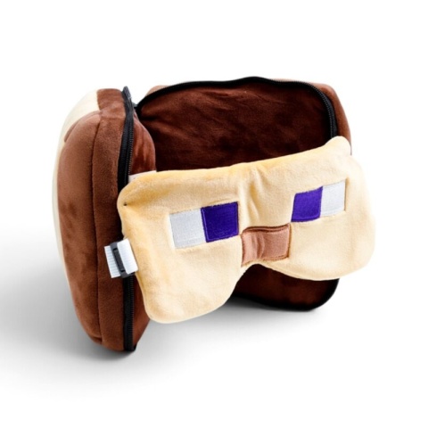 Poduszka podrózna z maską na oczy - maskotka Minecraft Steve