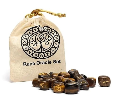 Runy Zestaw run z tygrysiego oka - Rune Oracle w woreczku