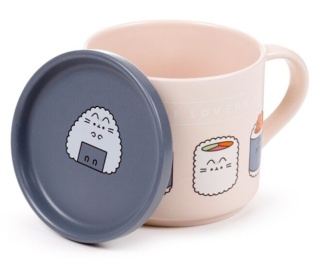 Zestaw porcelanowy kubek z pokrywką - Pusheen Sushi Lover