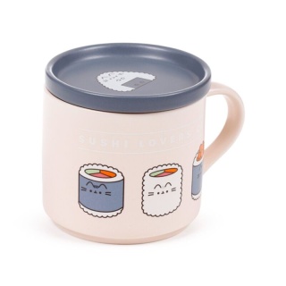 Zestaw porcelanowy kubek z pokrywką - Pusheen Sushi Lover