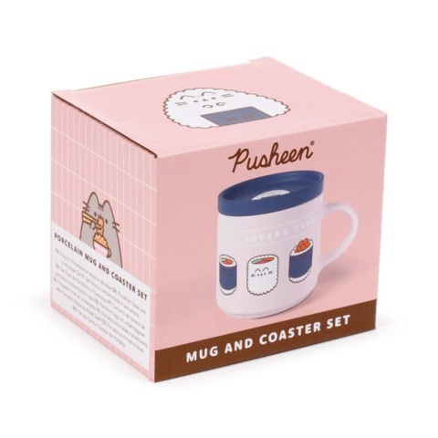 Zestaw porcelanowy kubek z pokrywką - Pusheen Sushi Lover