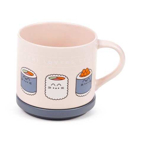Zestaw porcelanowy kubek z pokrywką - Pusheen Sushi Lover