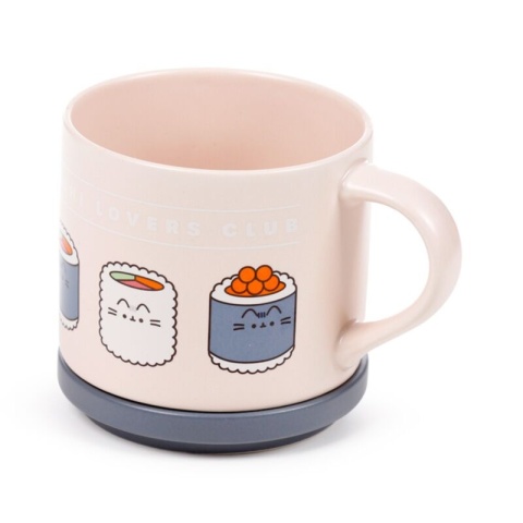 Zestaw porcelanowy kubek z pokrywką - Pusheen Sushi Lover