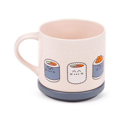 Zestaw porcelanowy kubek z pokrywką - Pusheen Sushi Lover